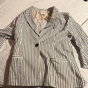 CAbi Black and White Striped Blazer